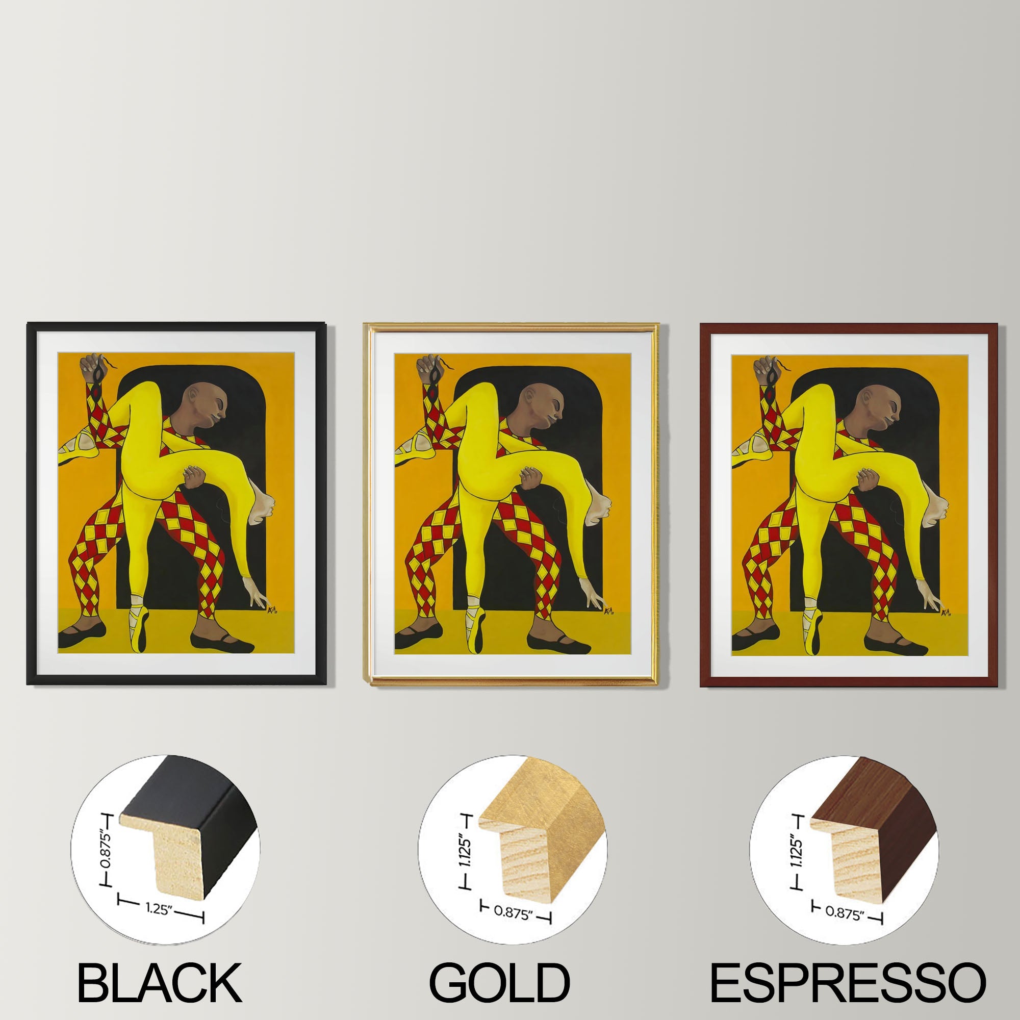 Framed Dance of the Harlequin Art Print | Theatrical Wall Decor