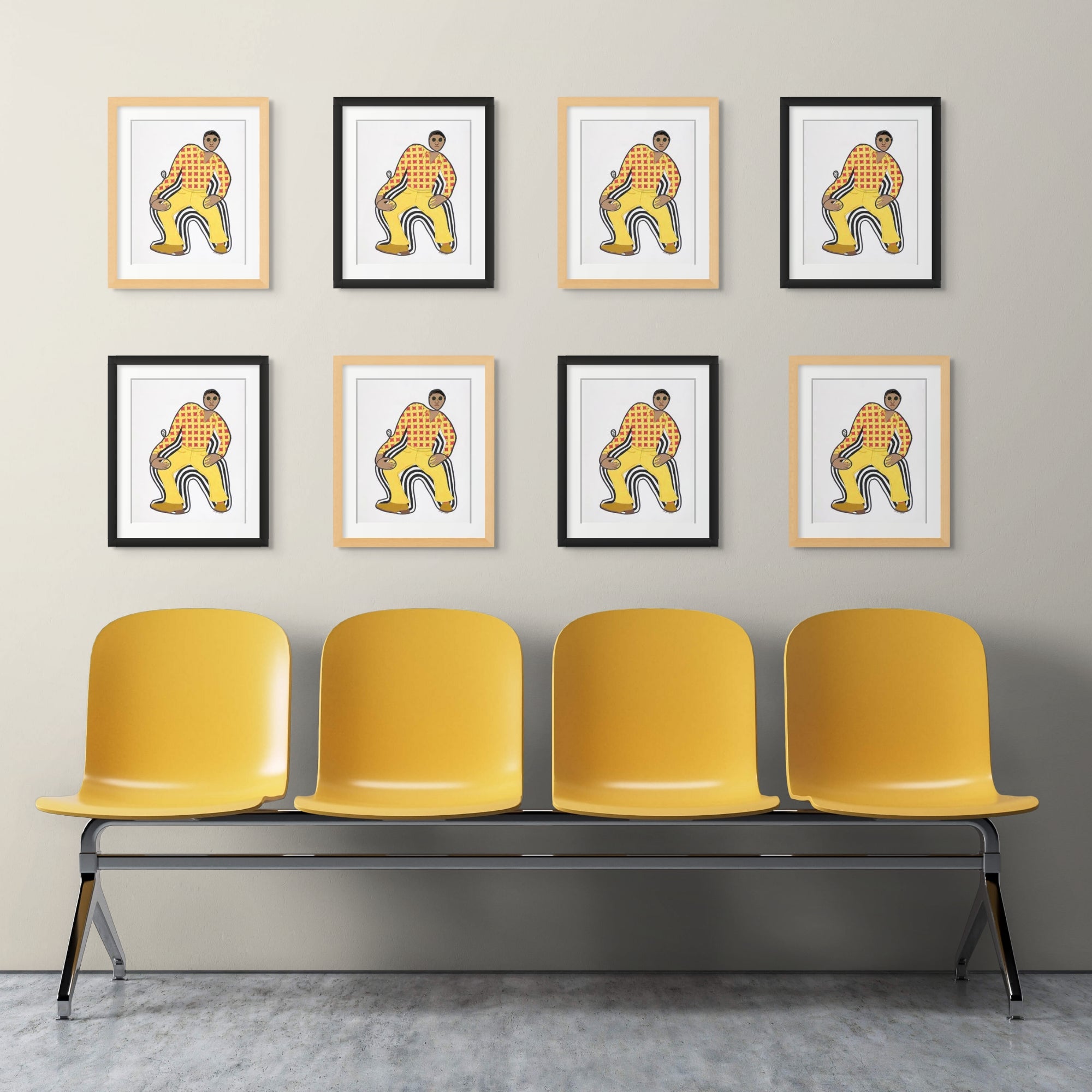 Disco Dan continuous line print — Black retro fashion art by Antionette Simmons Hodges