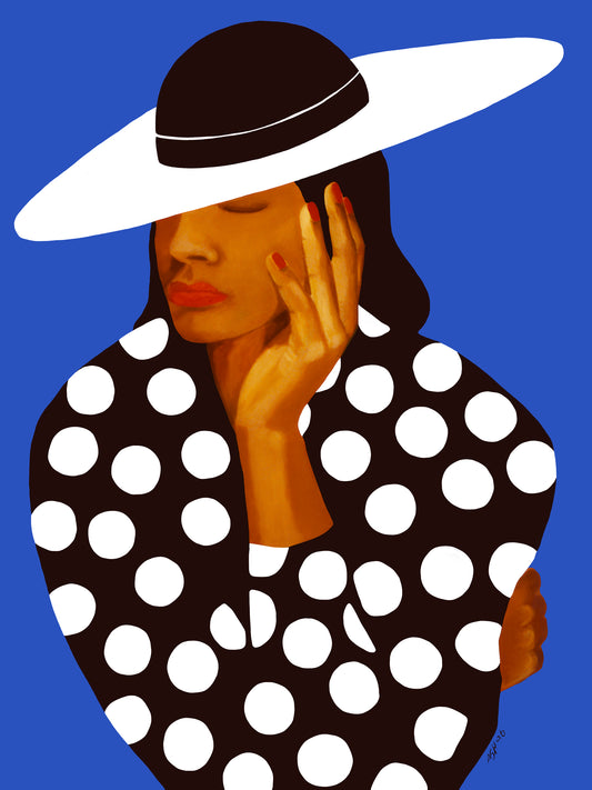 Diva in Black & White Polka Dots – Black Elegance Art Print - Antionette's Artistry