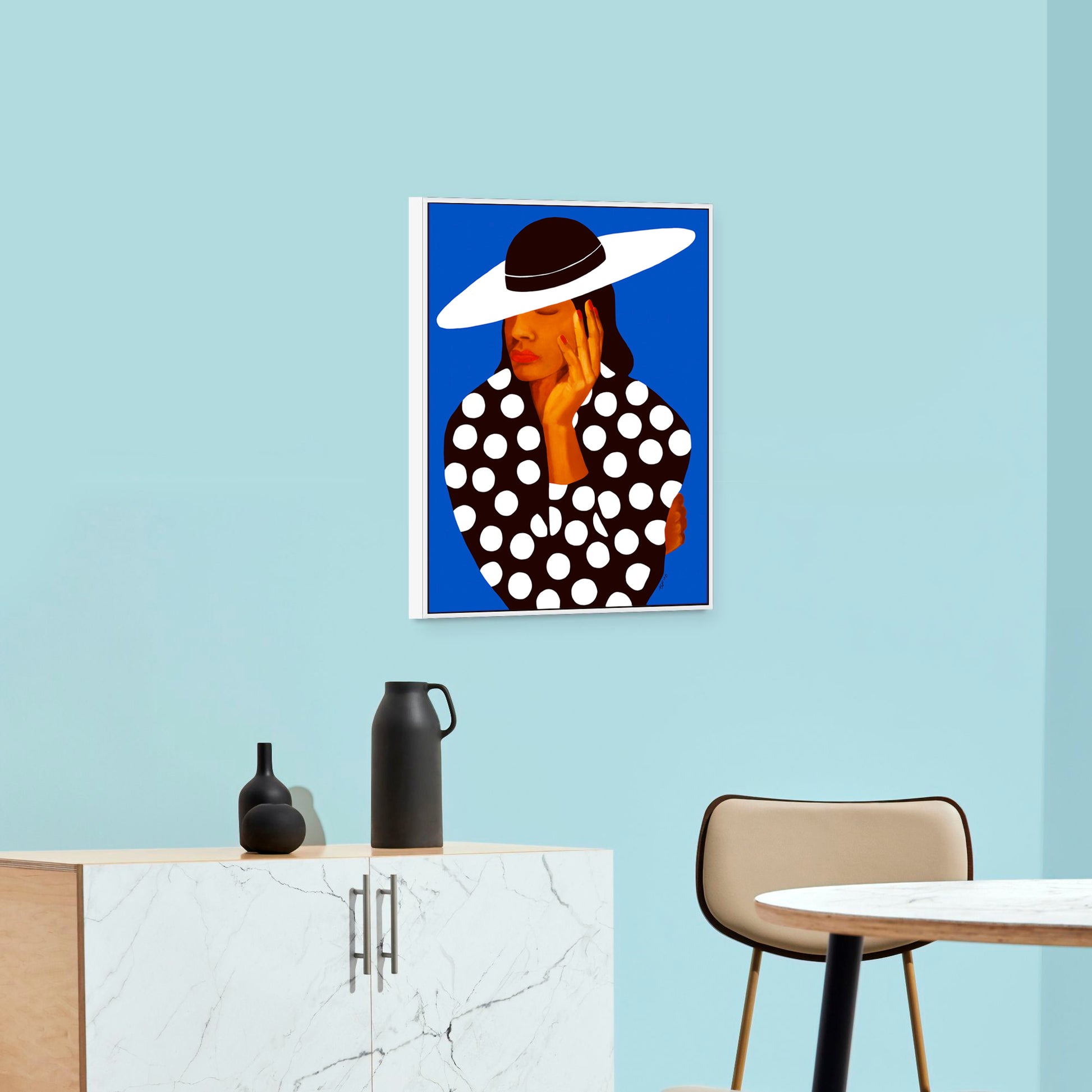 Diva in Black & White Polka Dots – Black Elegance Art Print - Antionette's Artistry