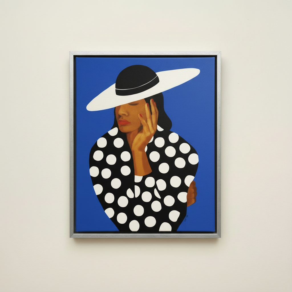 Black Woman Framed Canvas Wall Art (Church Hat) | African American Decor