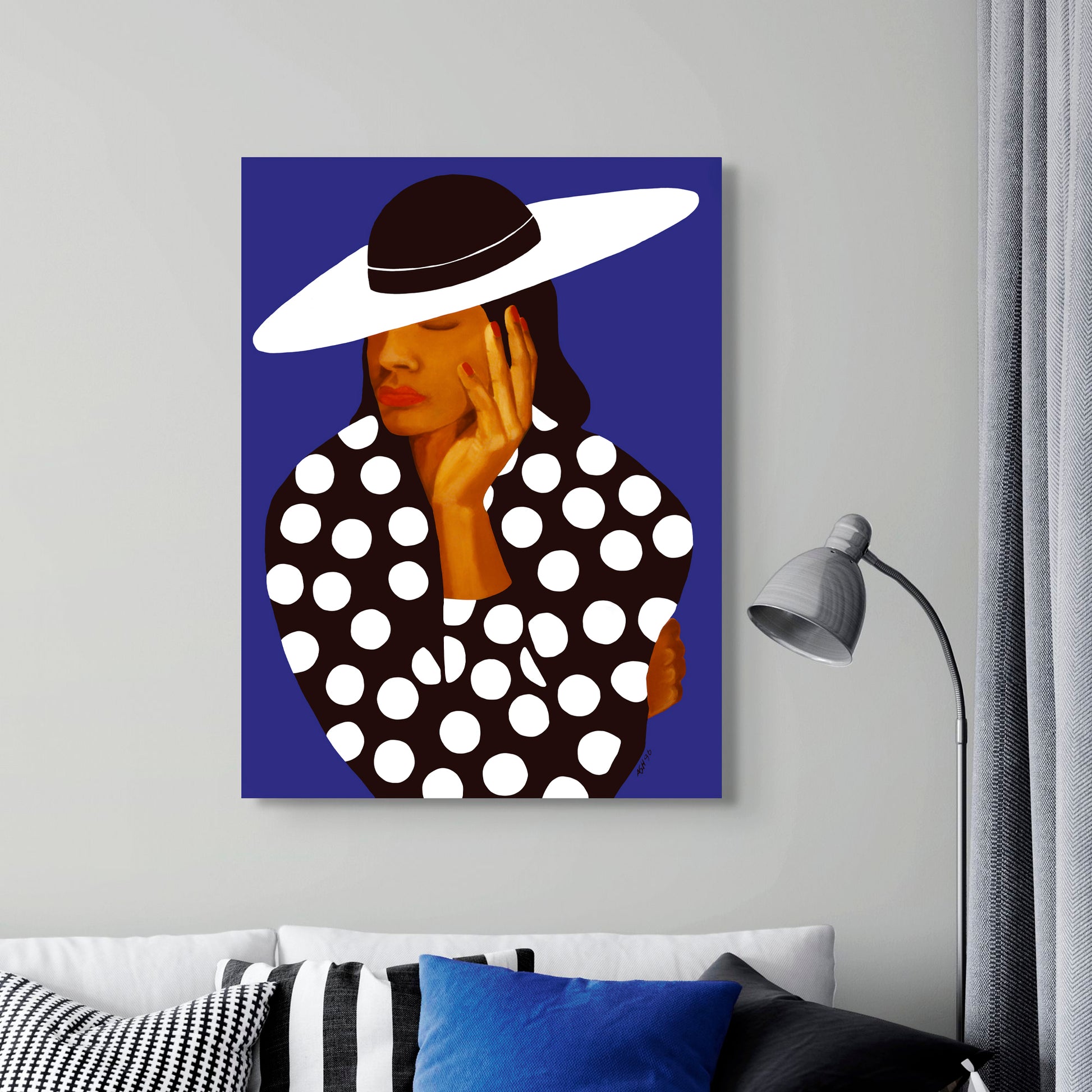 Diva in Black and White Polka Dots - Stretched Canvas Print - Antionette's Artistry