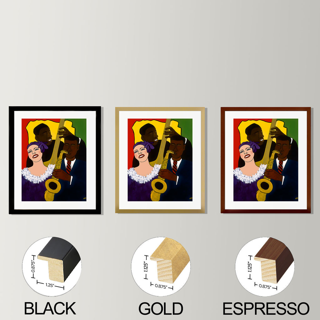 Jazz Musicians Framed Art Print - African American Trio Wall Decor