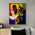 Feelin' The Rhythm - Framed Stretched Canvas Print - Black Jazz Art - Contemporary African American Artist