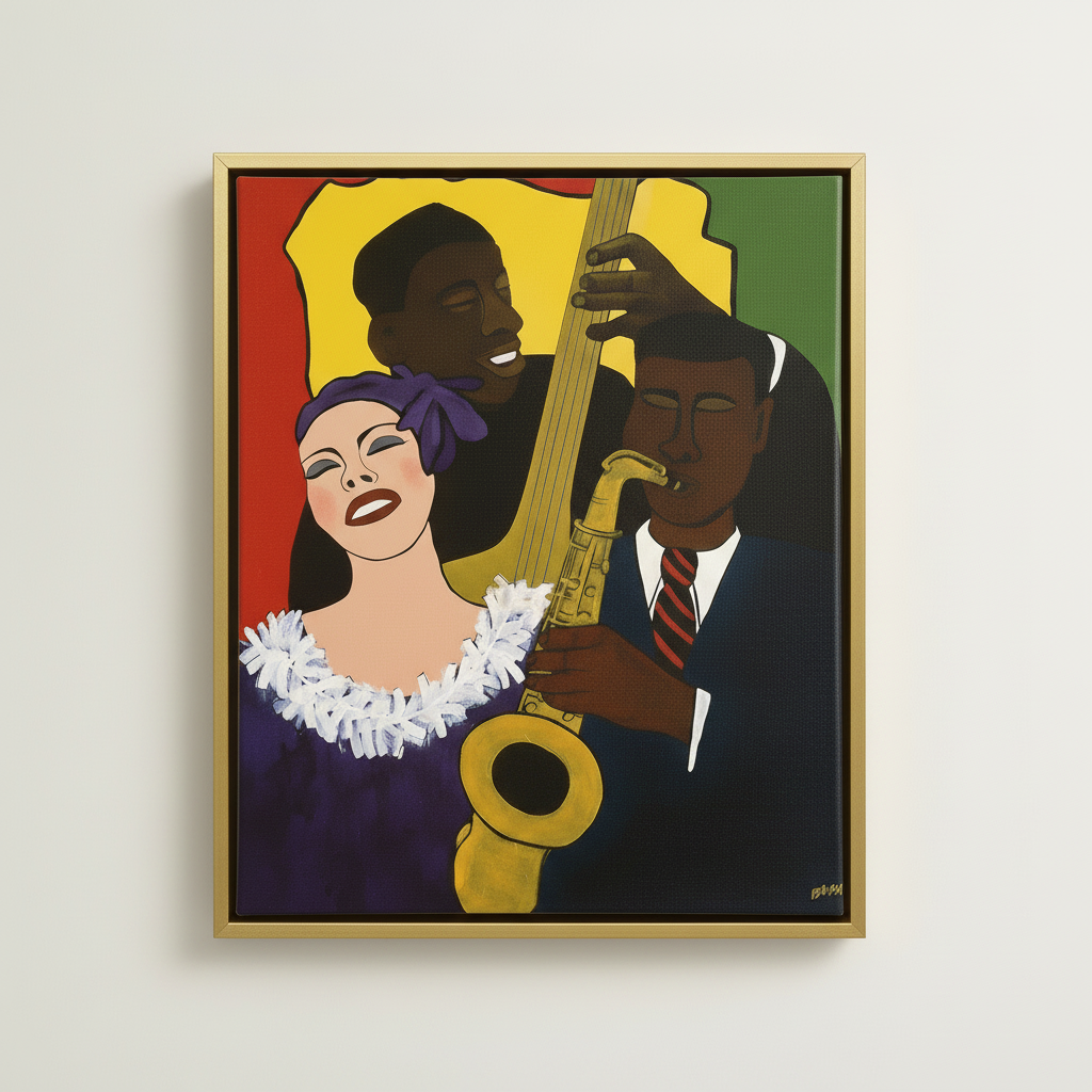 Black Jazz Framed Canvas Wall Art | African American Decor