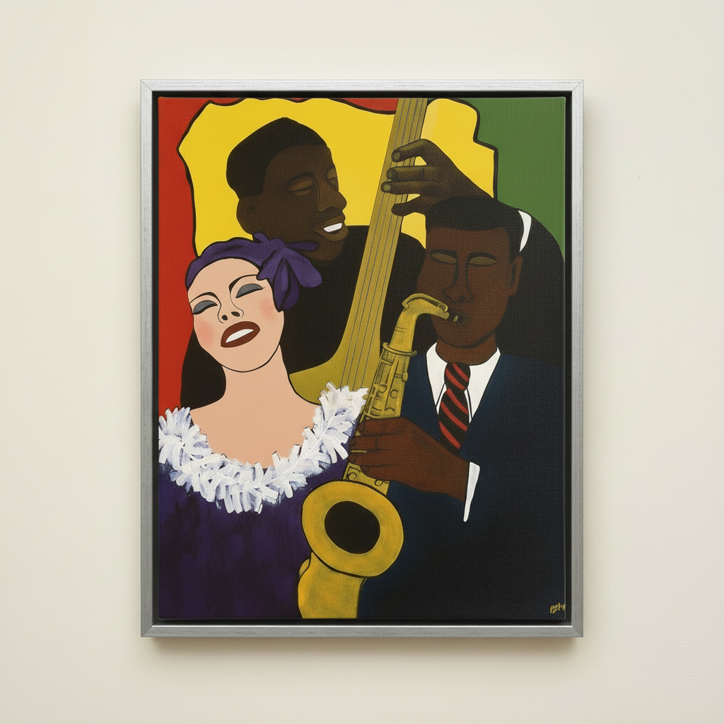 Black Jazz Framed Canvas Wall Art | African American Decor