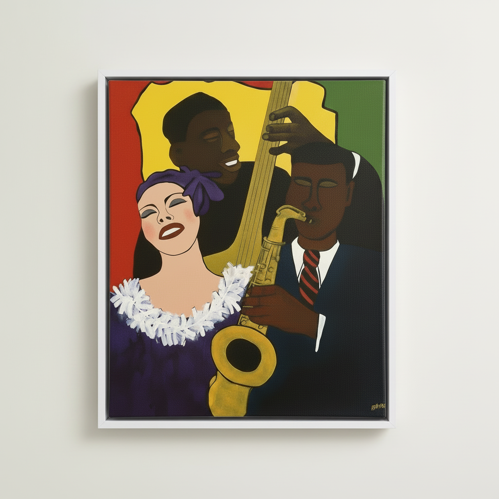 Black Jazz Framed Canvas Wall Art | African American Decor