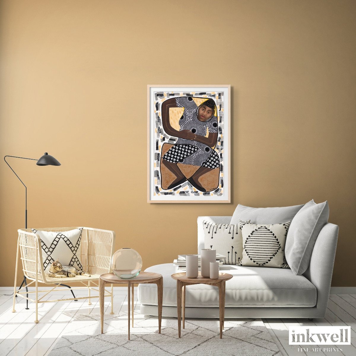 'How Low Can You Go?' african american art print framed in a natural wood