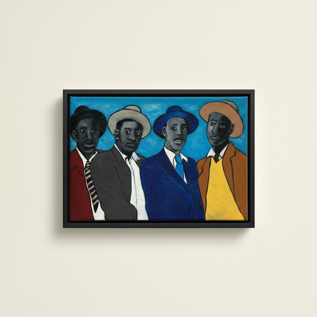 Four Guys — Framed Canvas Print, Black