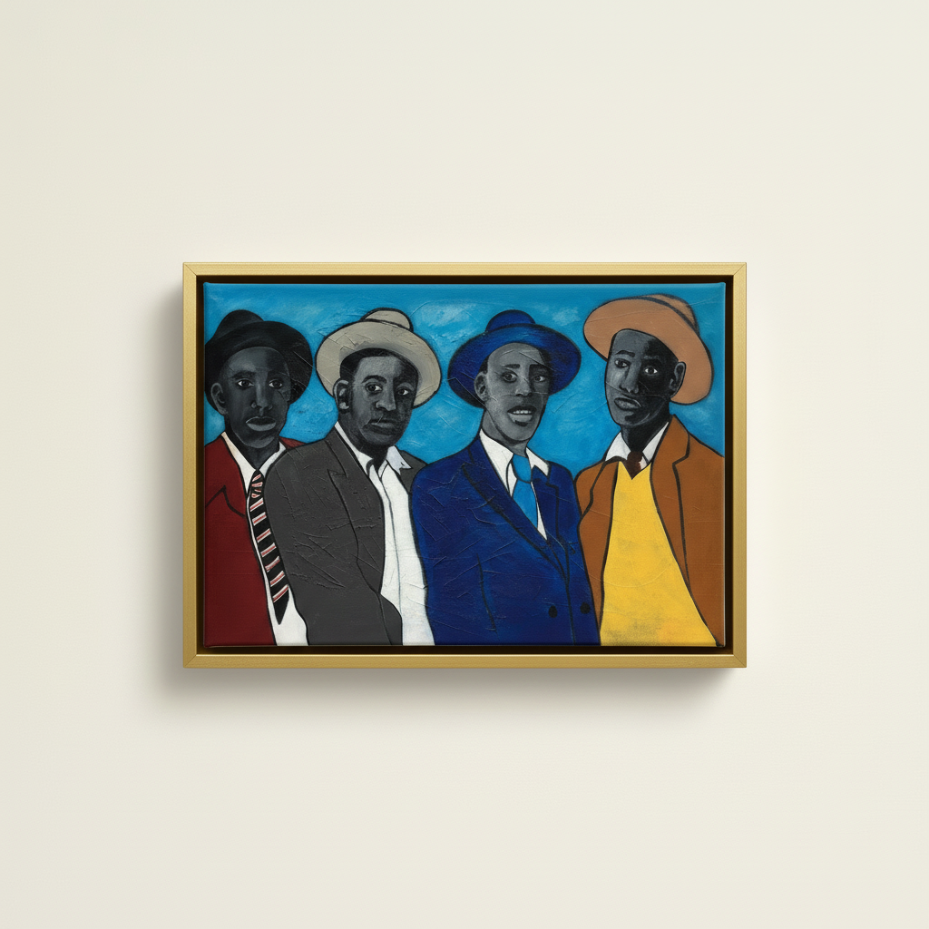 Four Guys — Framed Canvas Print, Gold