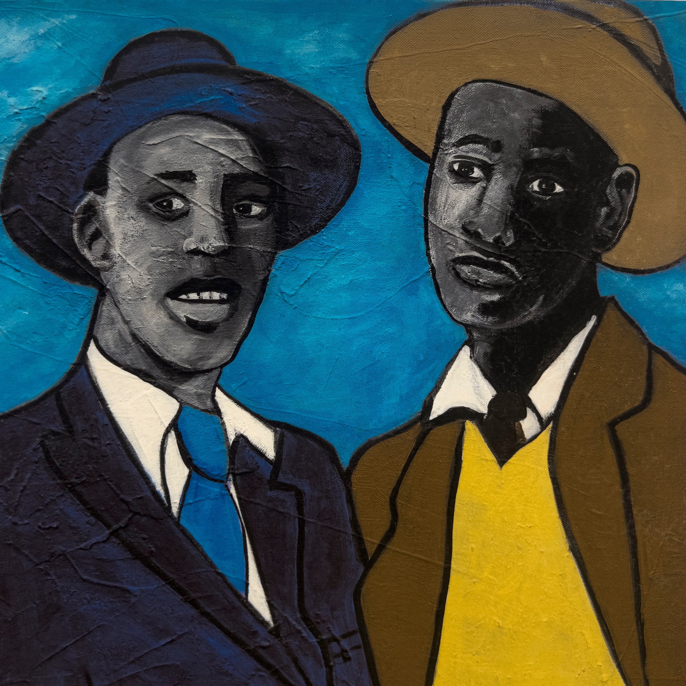 Four Guys giclee print — lifestyle view, Black dandyism fashion art by A.S. Hodges