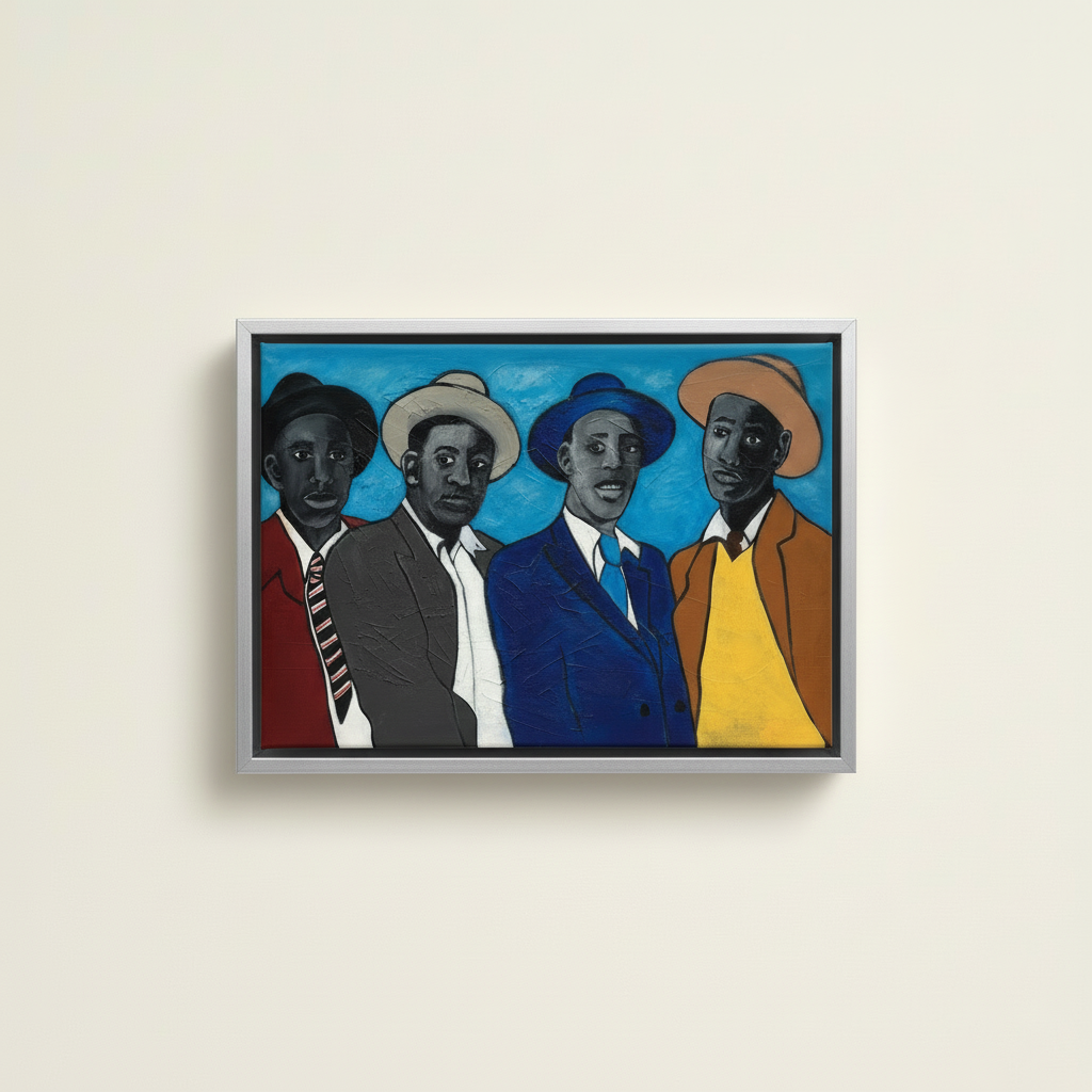 Four Guys — Framed Canvas Print, Silver