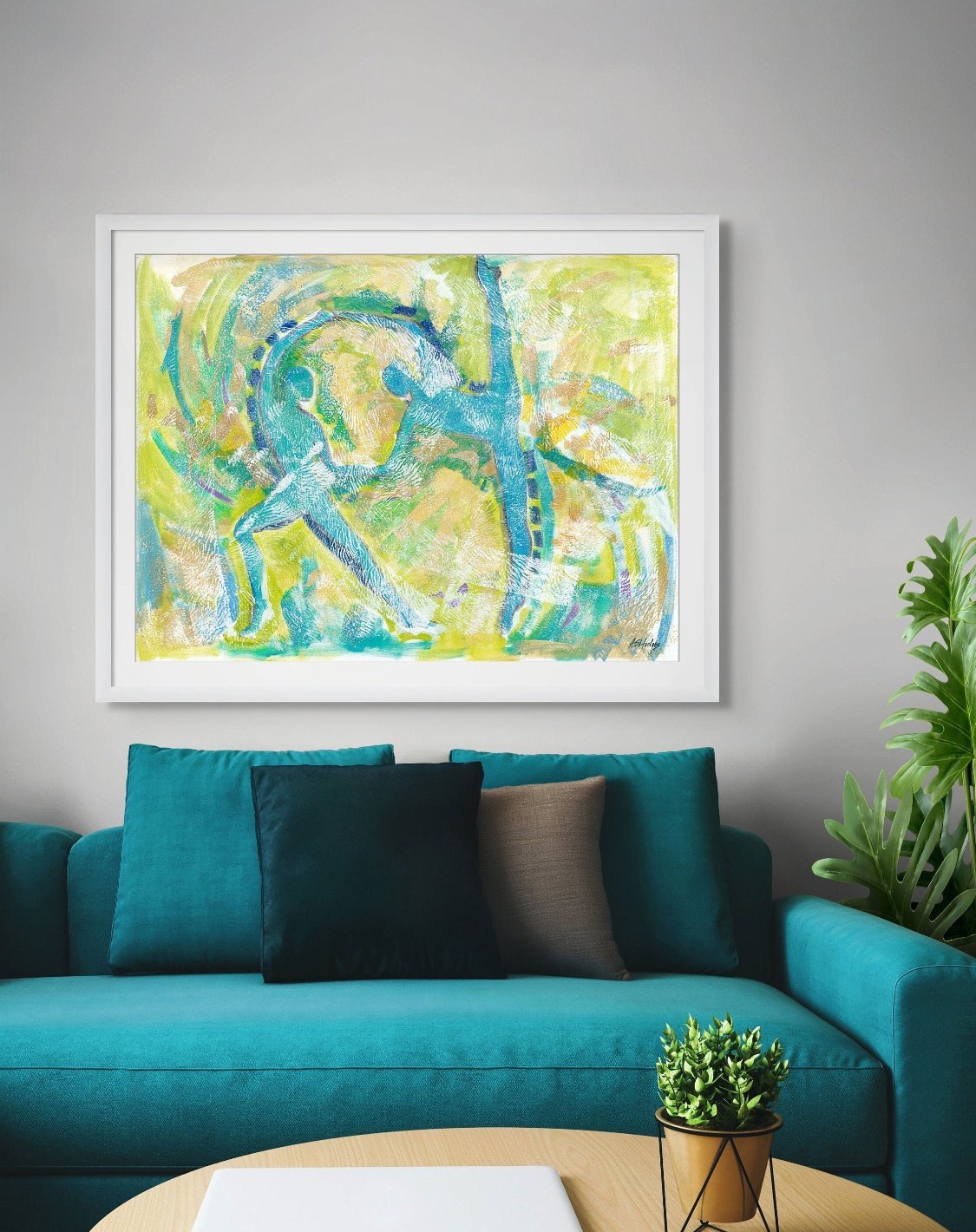 Motion in Teal Framed Fine Art Print