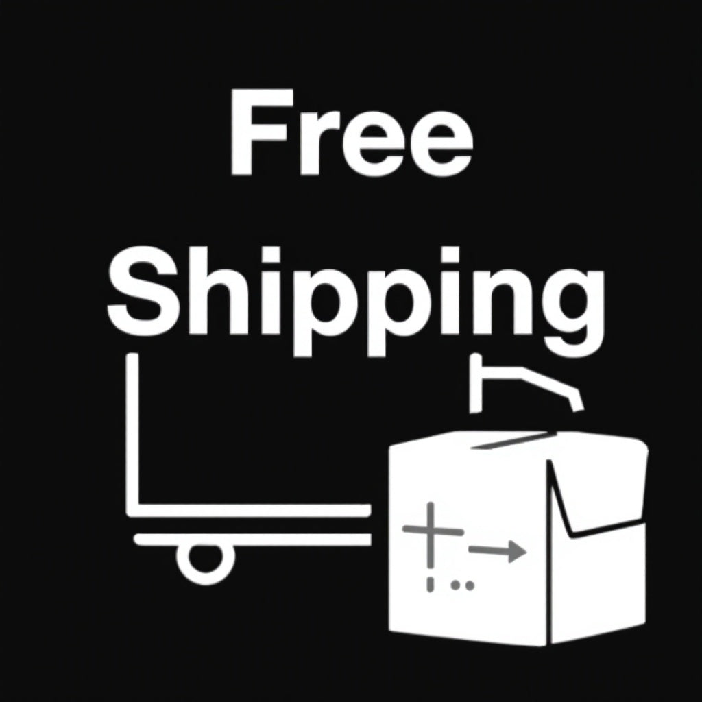 white icon on black background that reads free shipping