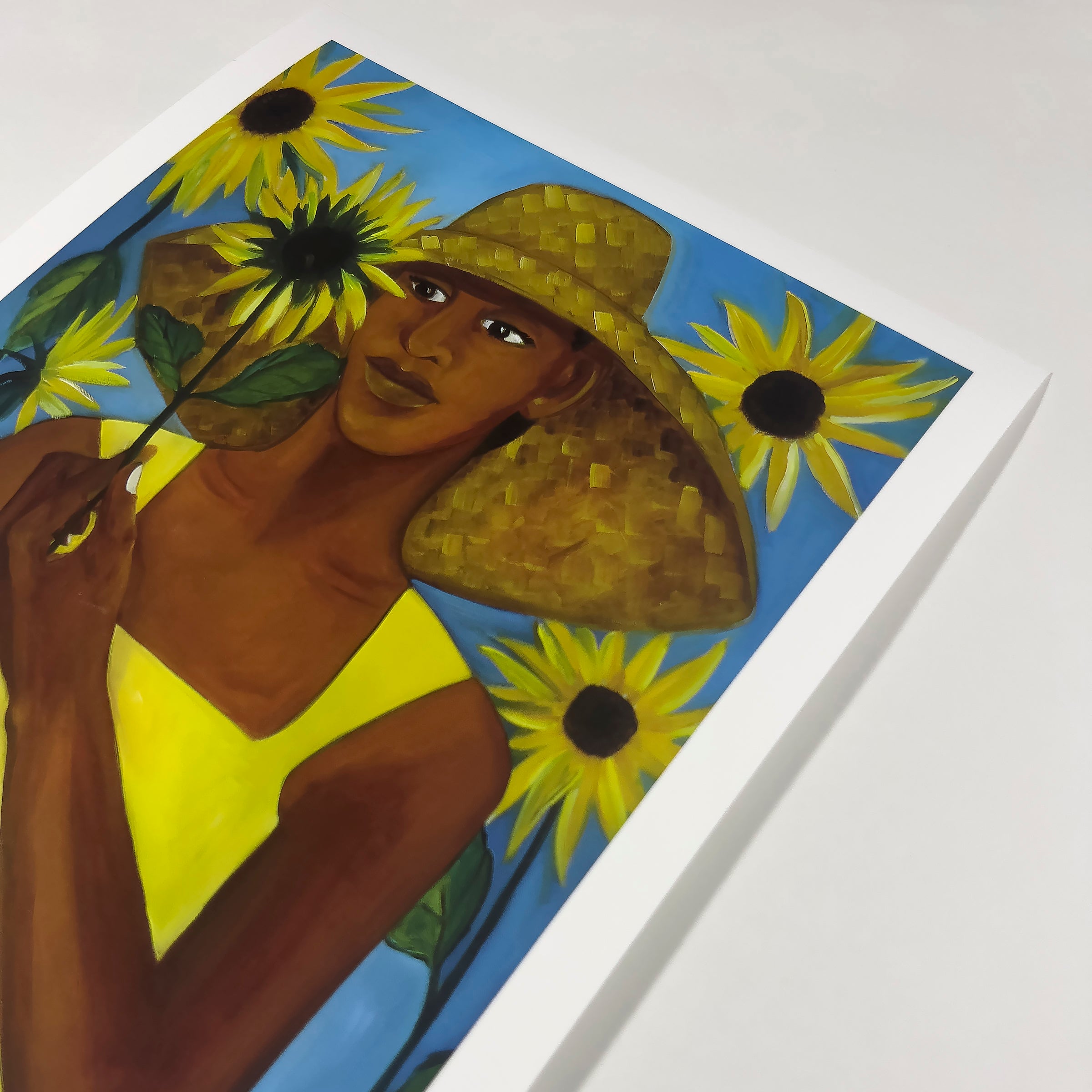 Girl With Sunflower giclee print — full artwork, Black Southern heritage art by A.S. Hodges