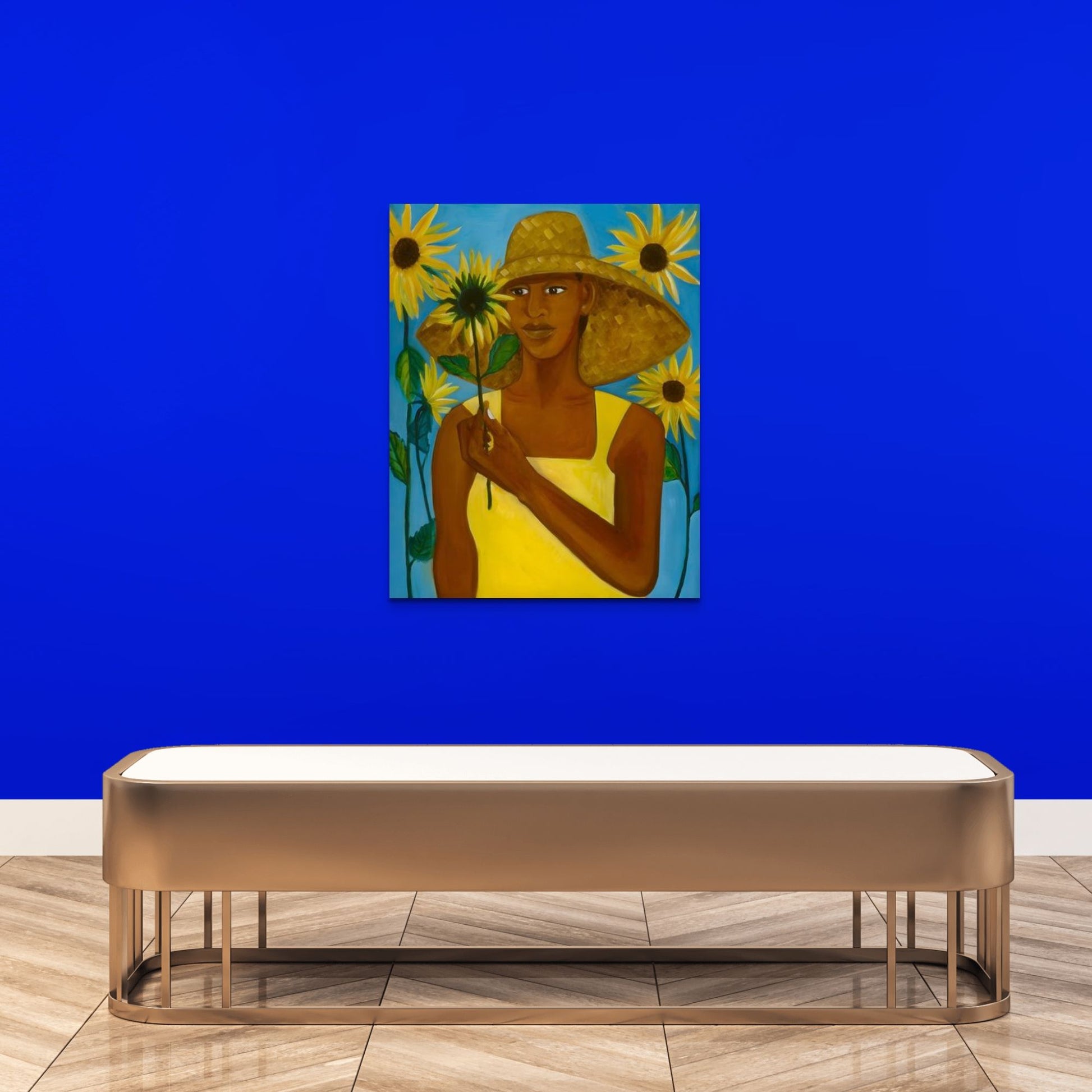 Girl With Sunflower - Stretched Canvas Print - Antionette's Artistry
