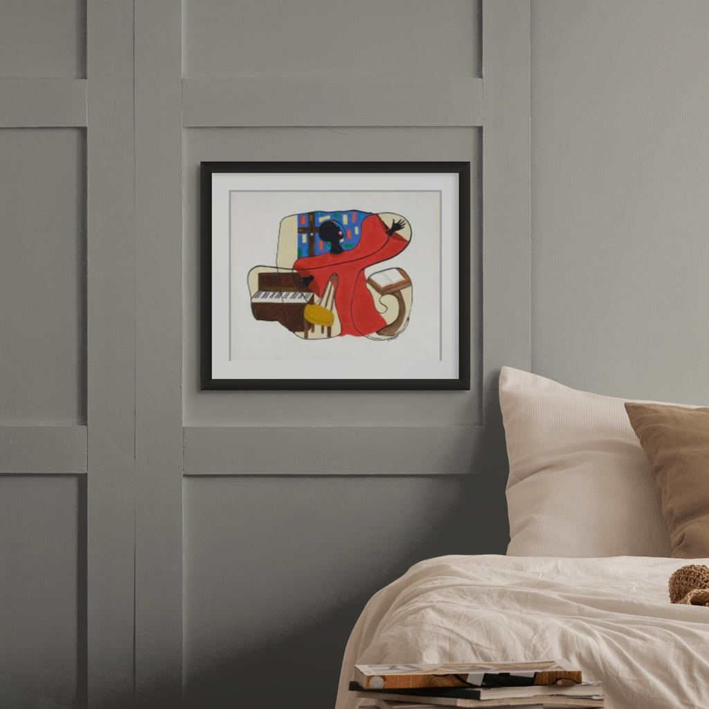 Glory continuous line print framed in black — Black gospel art