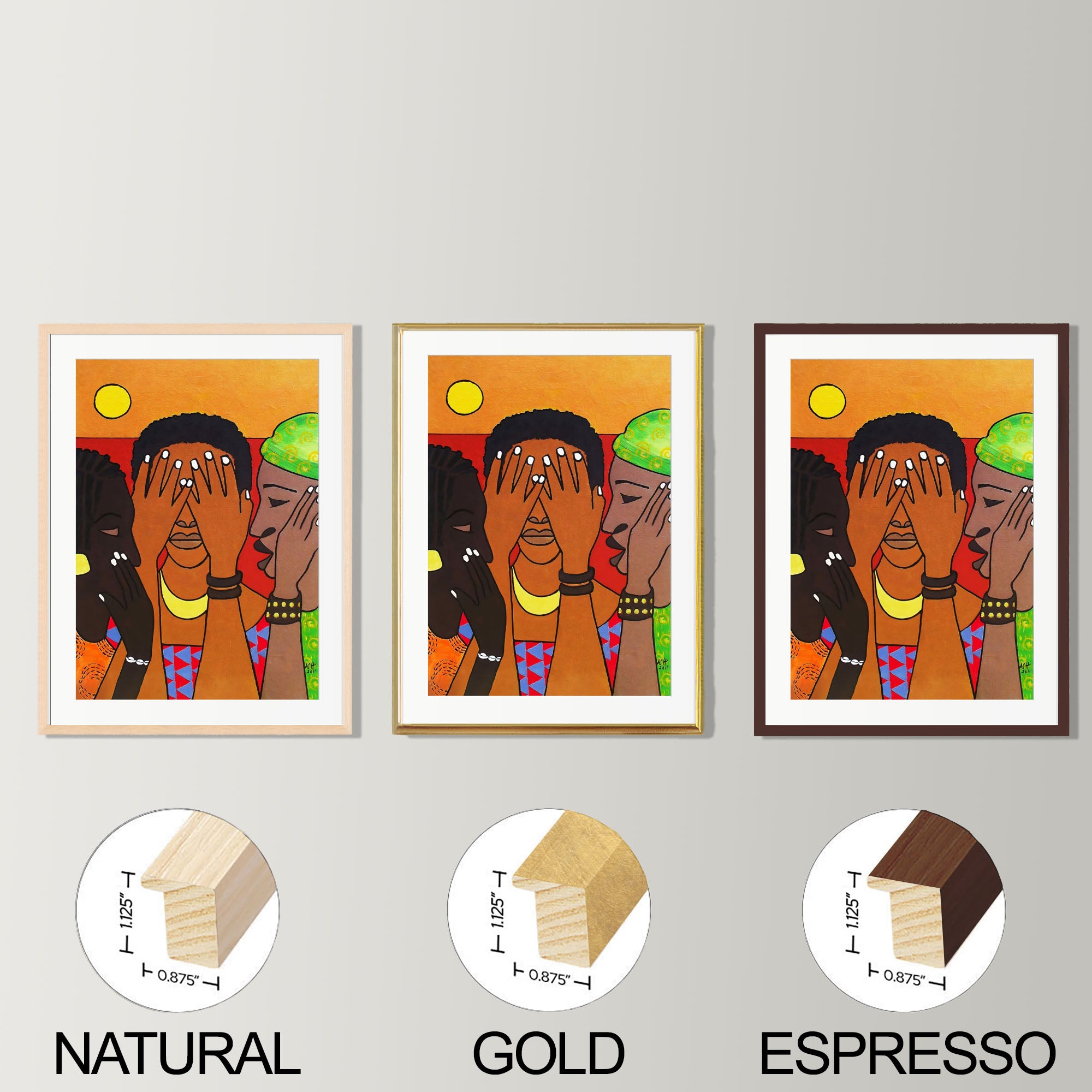 Framed Three Wise Women Unity Art Print – African American Cultural Wall Decor