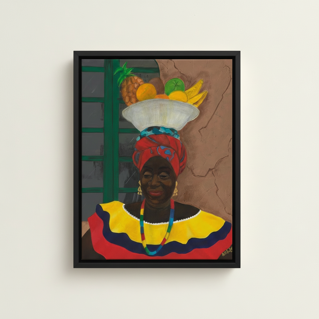 Hey Lady — Framed Canvas Print, Black