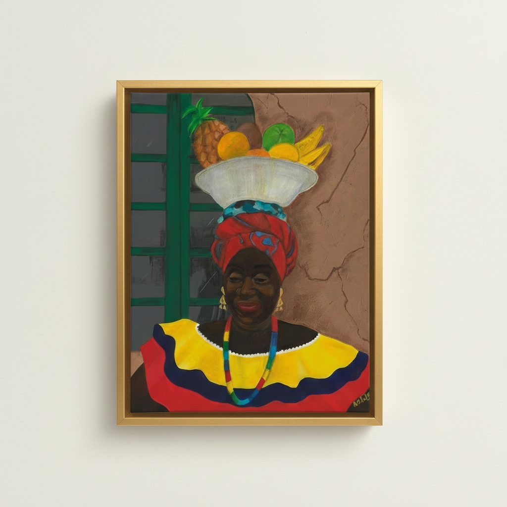 Hey Lady — Framed Canvas Print, Gold