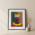 Hey Lady giclee print in black frame — Caribbean woman Afrocentric art