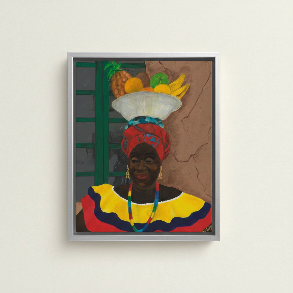 Hey Lady — Framed Canvas Print, Silver