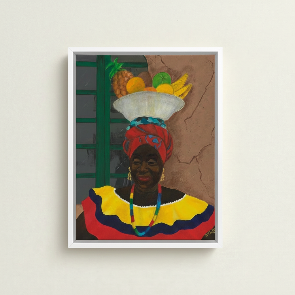 Hey Lady — Framed Canvas Print, White