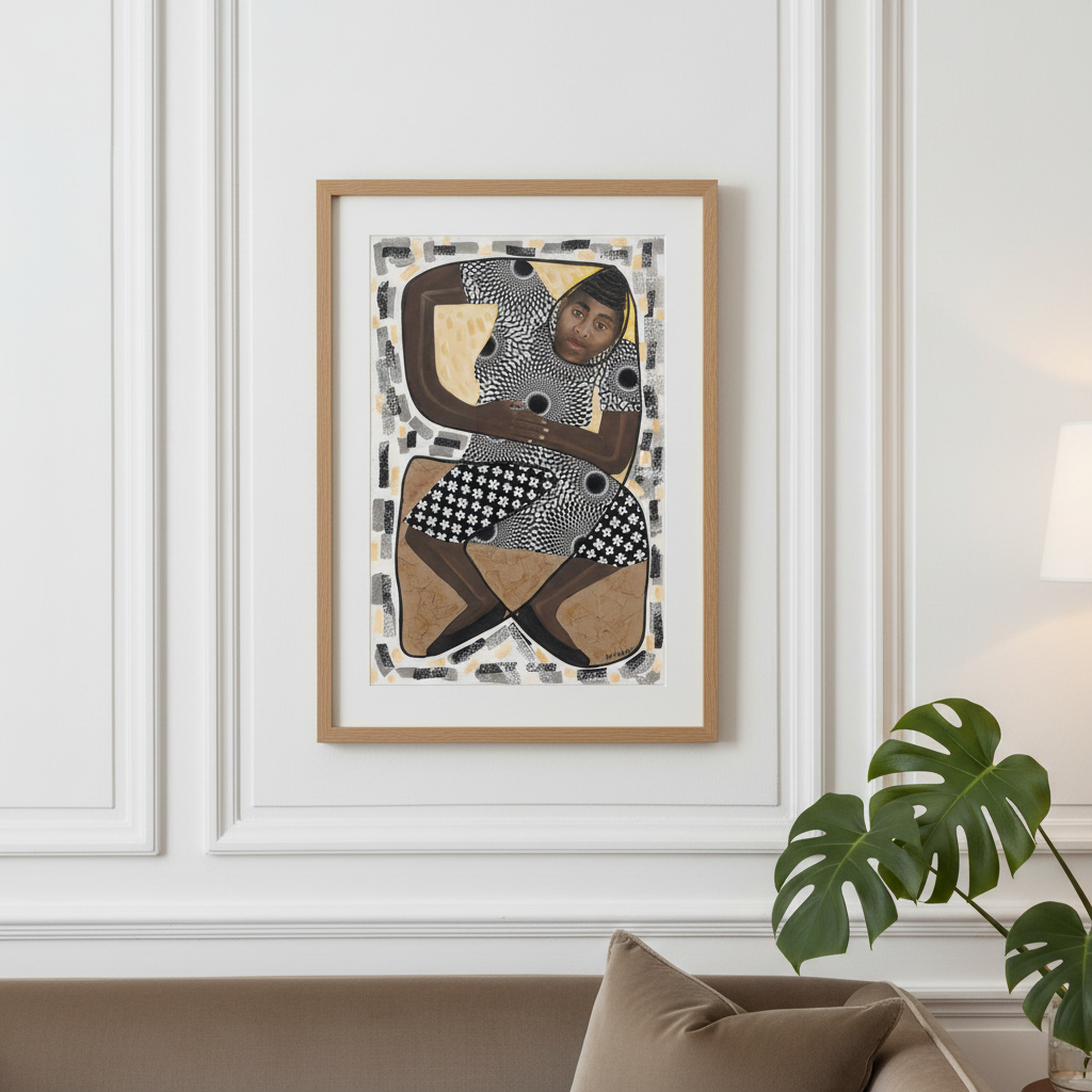 How Low Can You Go framed giclee print in oak frame, Parisian wall-hung styling — Caribbean dance art
