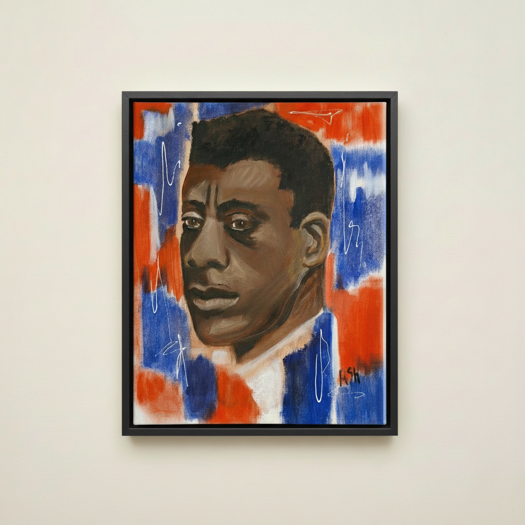 James Baldwin — Framed Canvas Print, Black
