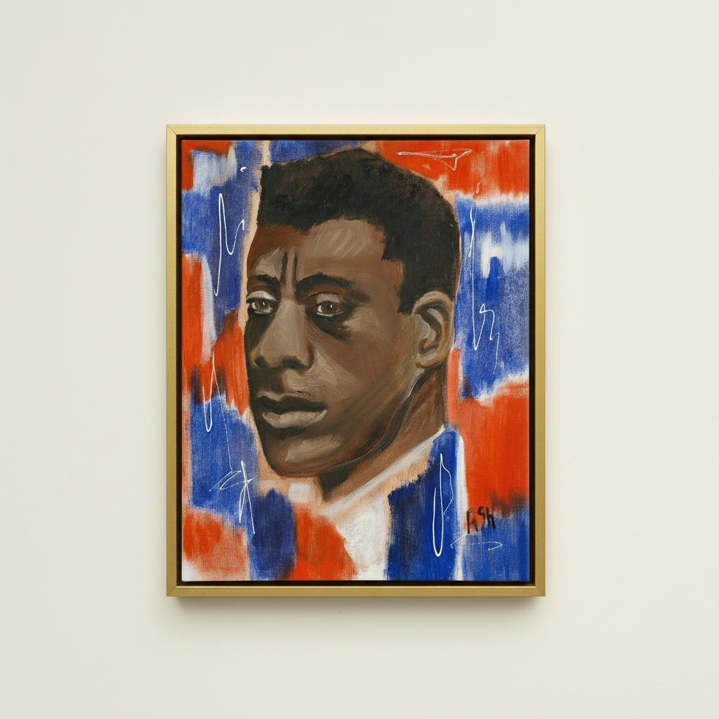 James Baldwin — Framed Canvas Print, Gold