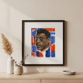 James Baldwin giclee print in black frame — Black literary icon portrait art