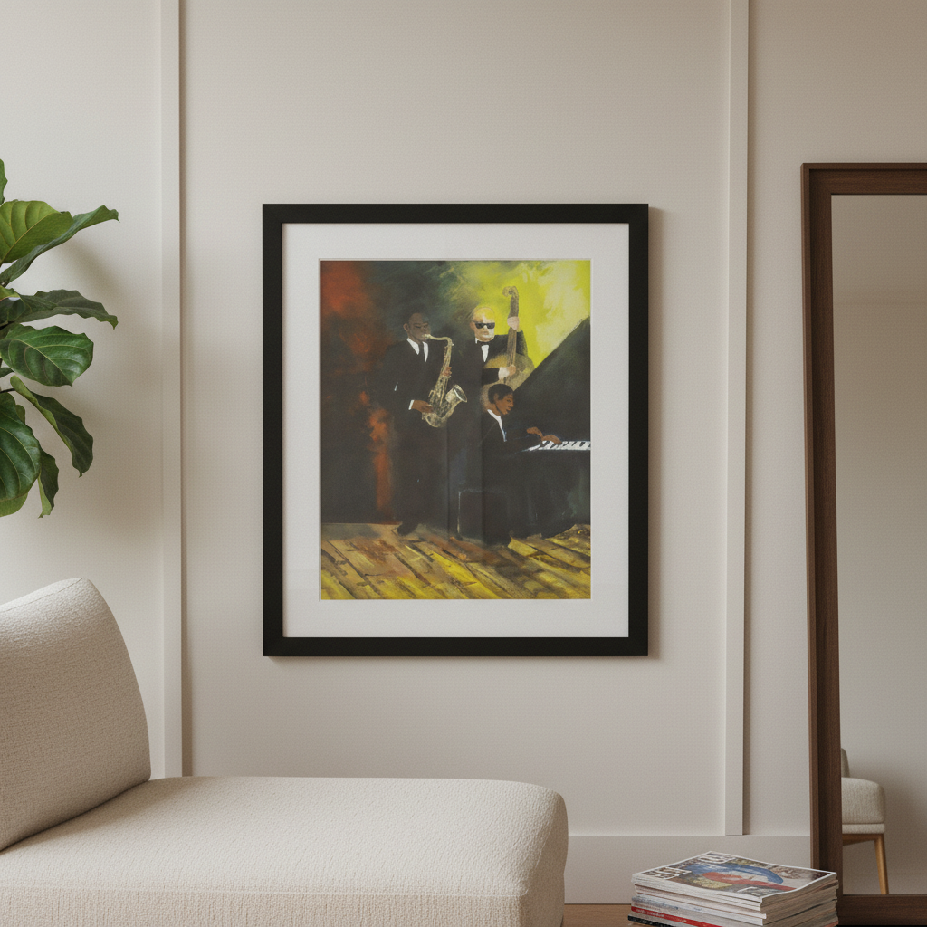 Jammin' framed giclee print — Black jazz band art by Antionette Simmons Hodges (4)