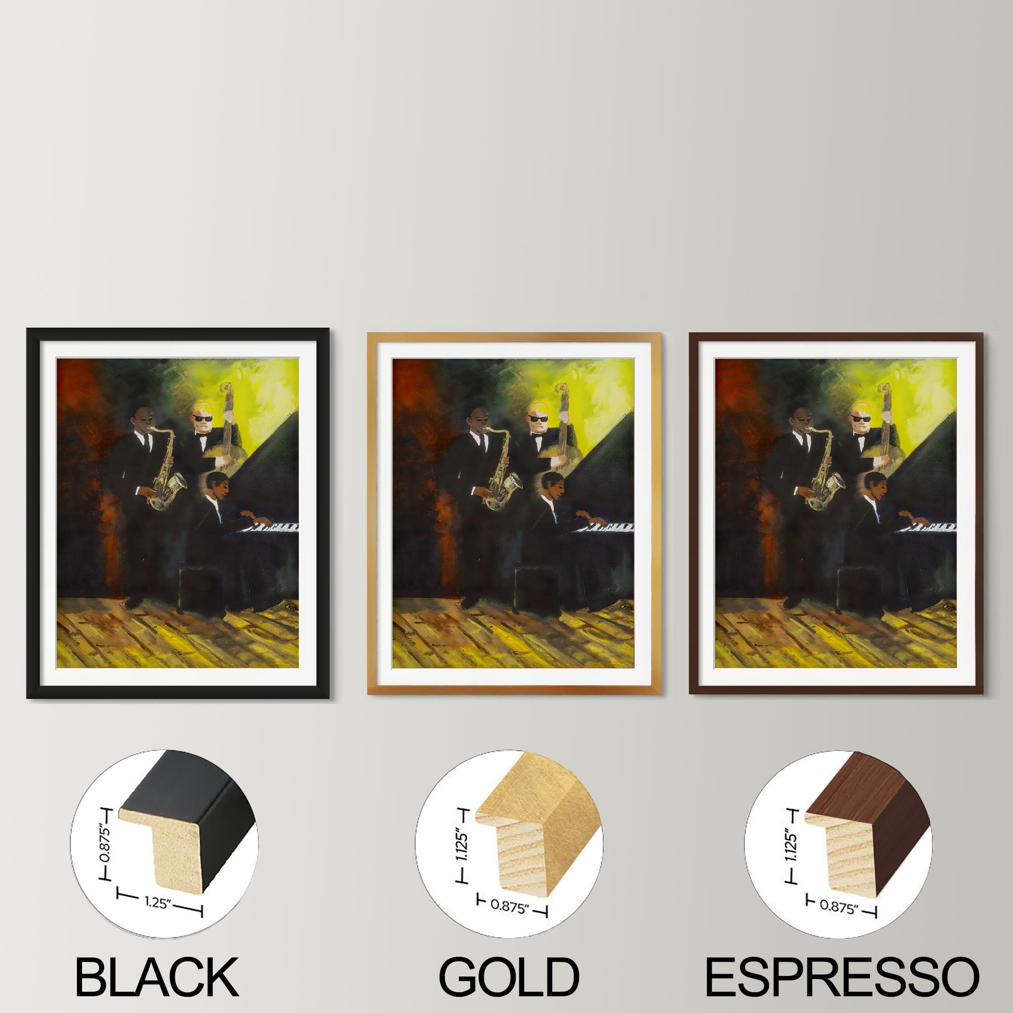 Jammin Fine Art Print  -  Framed Jazz Club Music Art