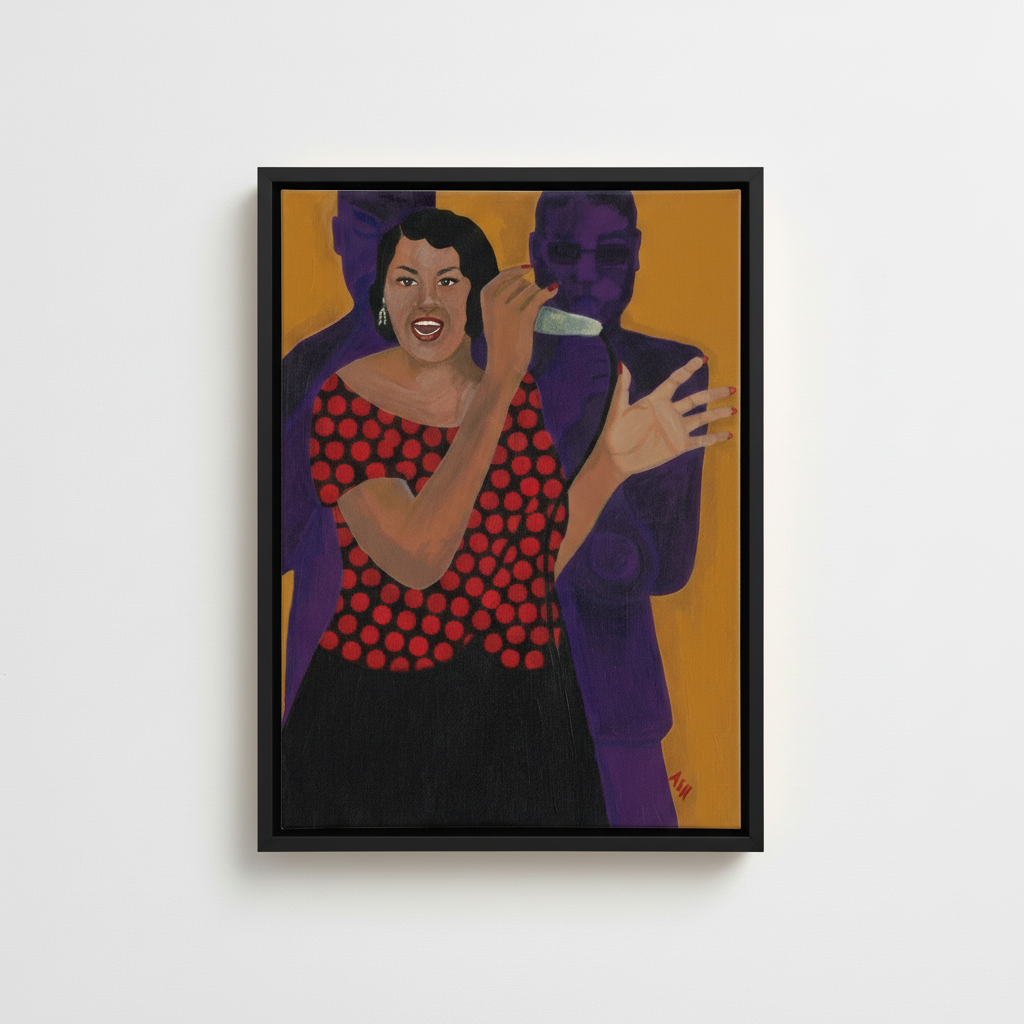 Black Jazz Singer Framed Canvas Wall Art | African American Home Decor