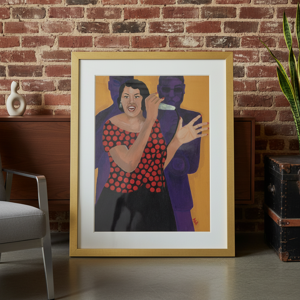 Jazz Singer framed giclee print — Black jazz vocalist wall art by Antionette Simmons Hodges (1)