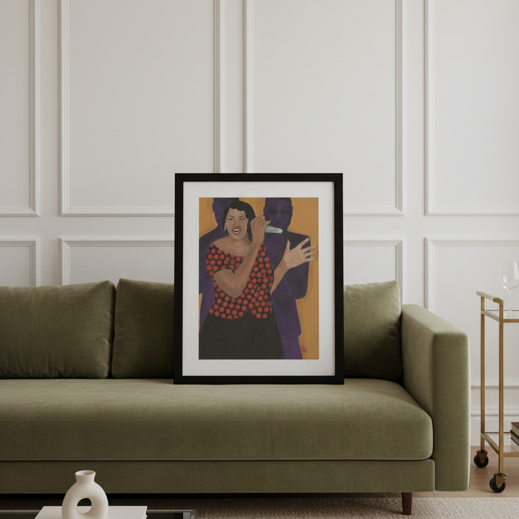 Jazz Singer framed giclee print — Black jazz vocalist wall art by Antionette Simmons Hodges (4)
