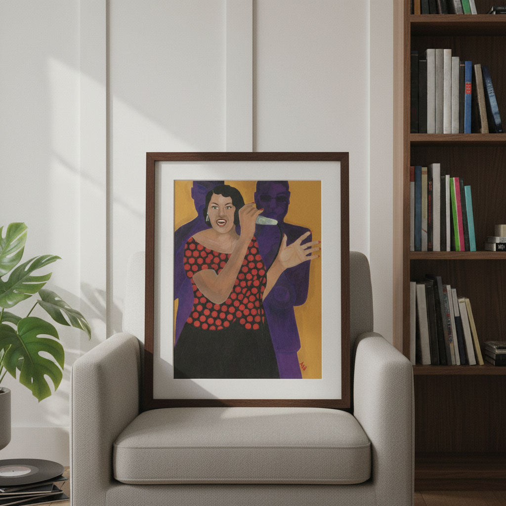 Jazz Singer framed giclee print — Black jazz vocalist wall art by Antionette Simmons Hodges (7)