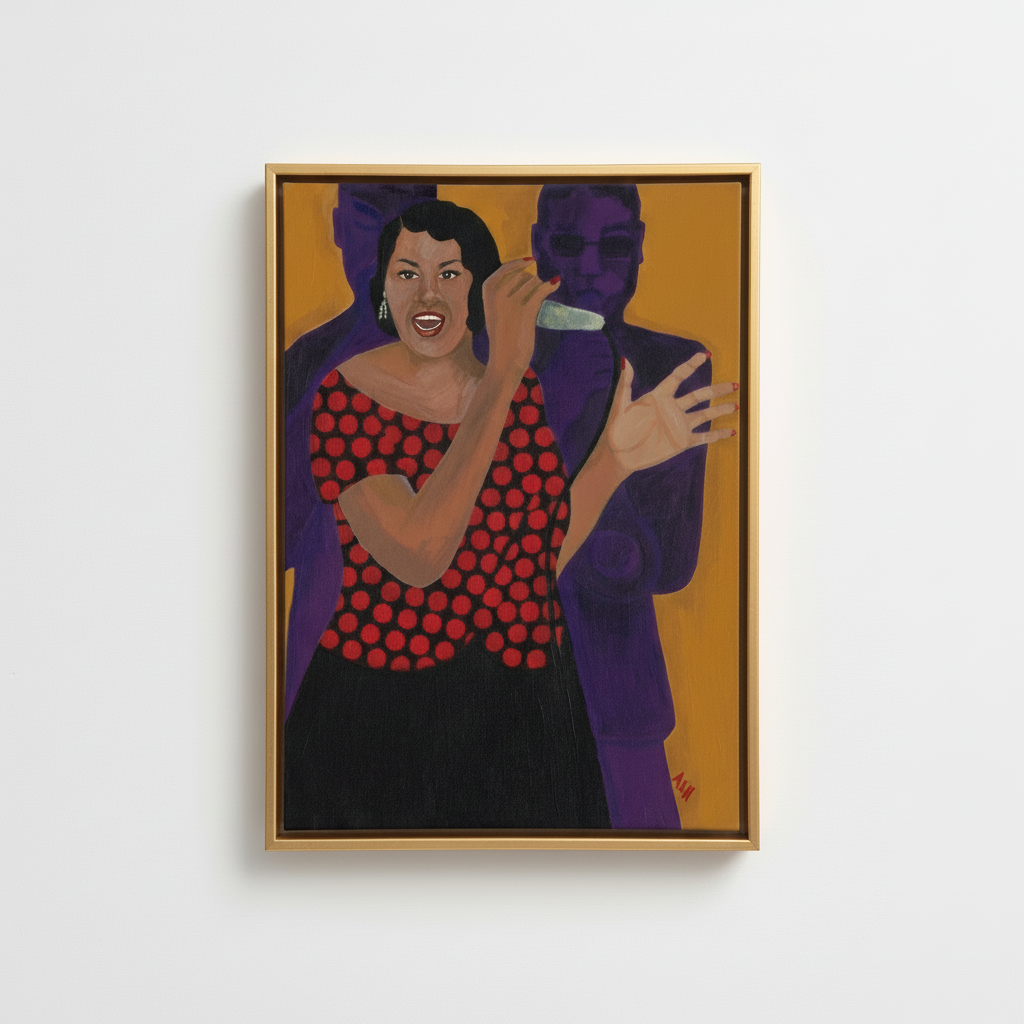 Black Jazz Singer Framed Canvas Wall Art | African American Home Decor