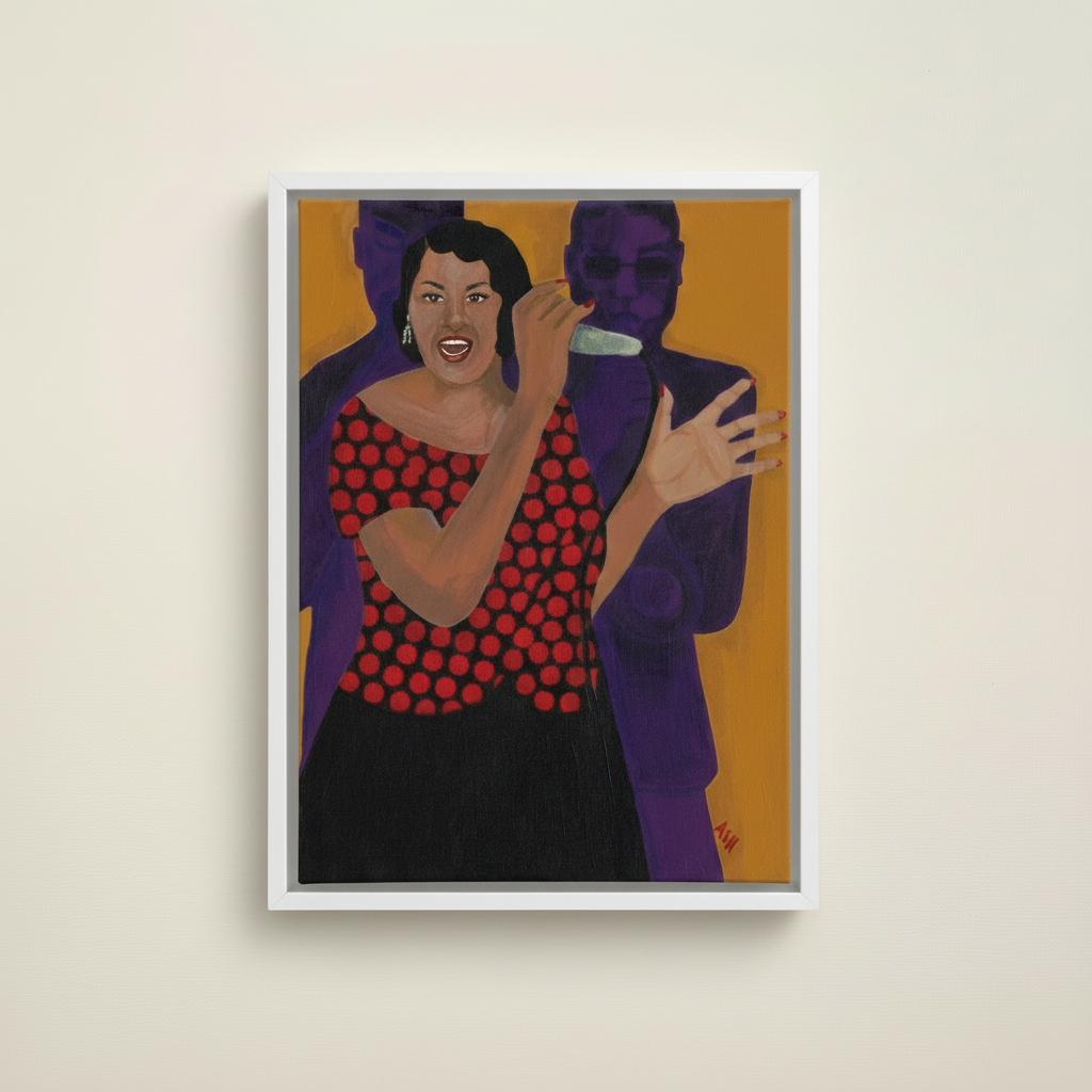 Black Jazz Singer Framed Canvas Wall Art | African American Home Decor