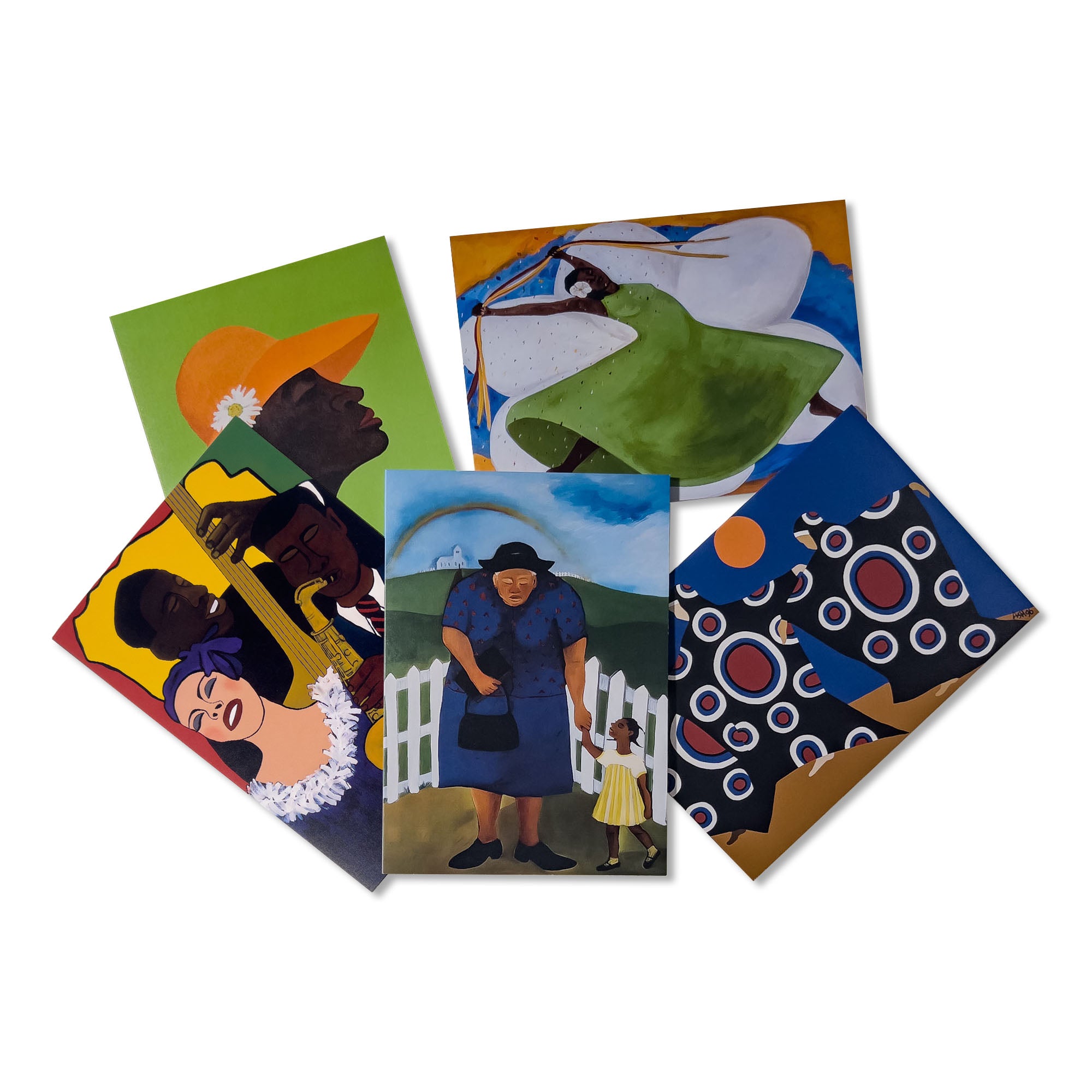 5 themed Black Joy African American note cards