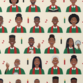 Kwanzaa Choir wrapping paper in Cream, pattern close-up