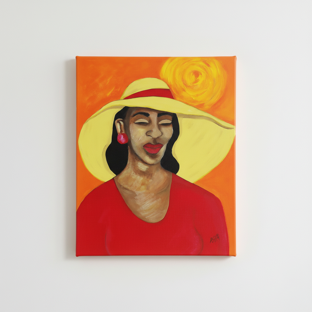 Black Woman Canvas Wall Art (Church Hat) | African American Home Decor