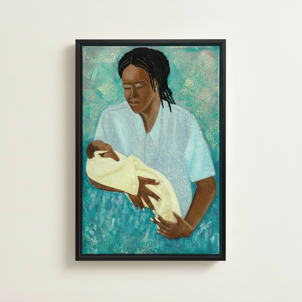 Black Mother and Child Framed Canvas Wall Art |  Home Decor