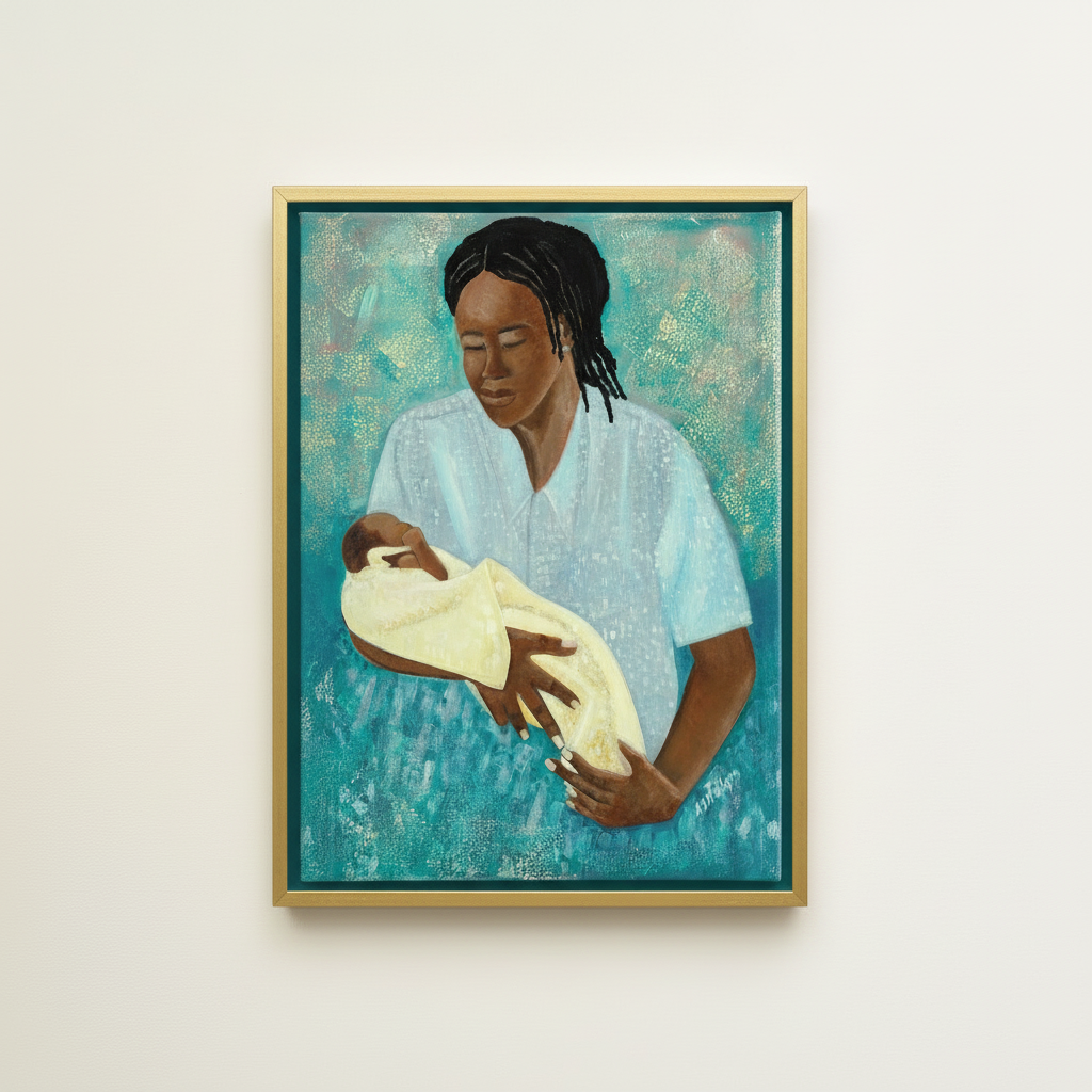 Black Mother and Child Framed Canvas Wall Art |  Home Decor