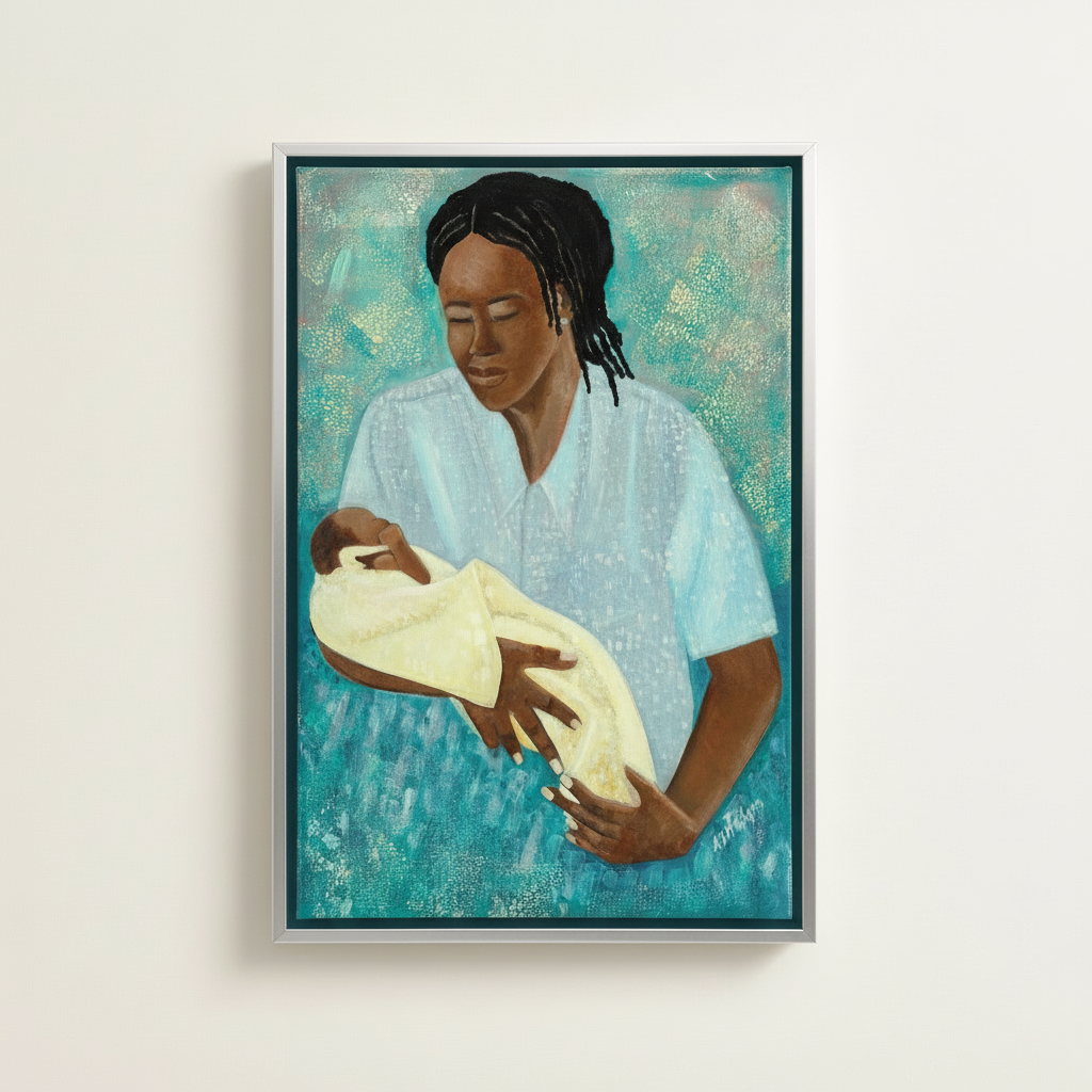 Black Mother and Child Framed Canvas Wall Art |  Home Decor