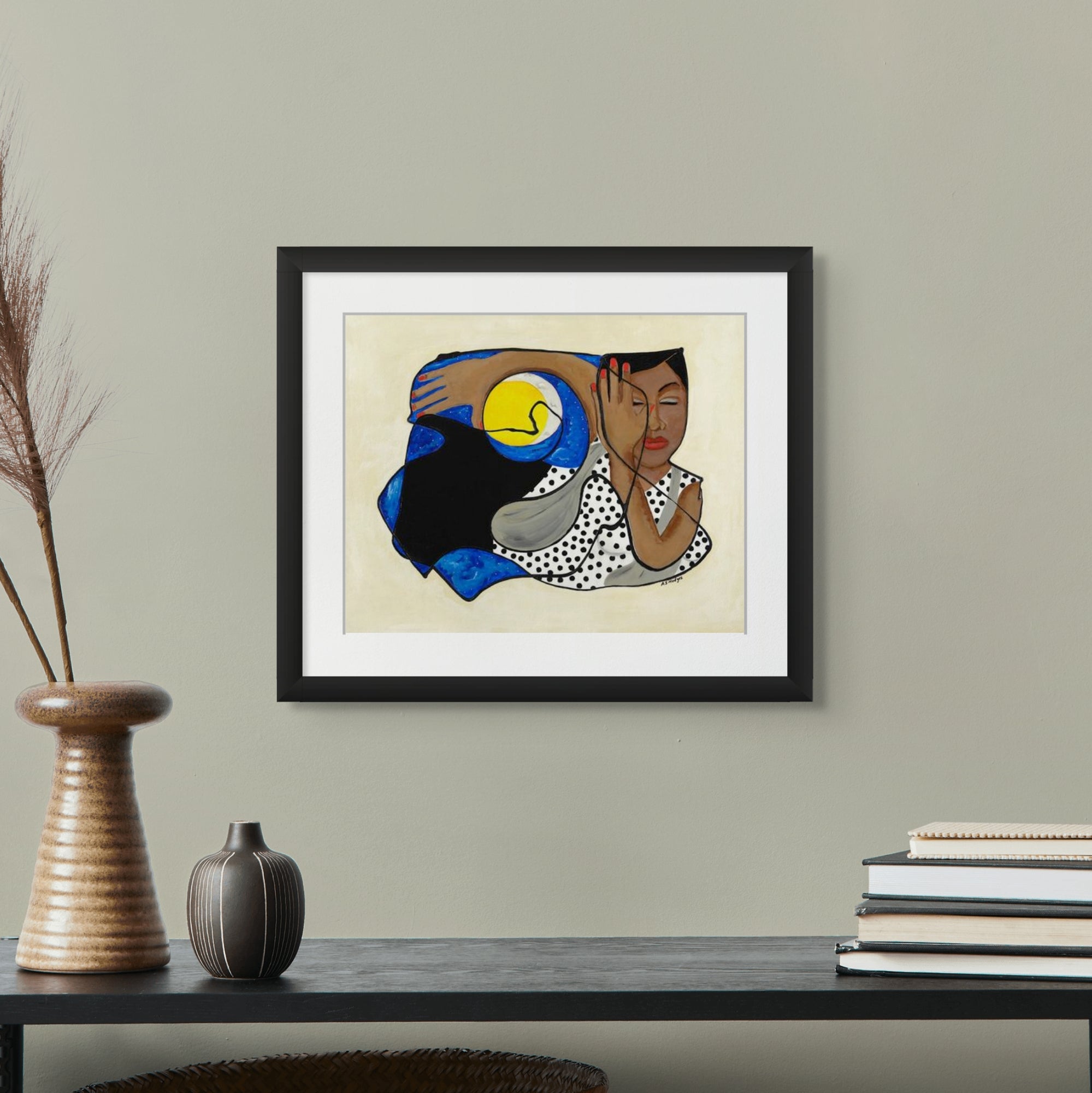 One With the Universe - Continuous Line Fine Art Prints - cosmic art - framed print over desk