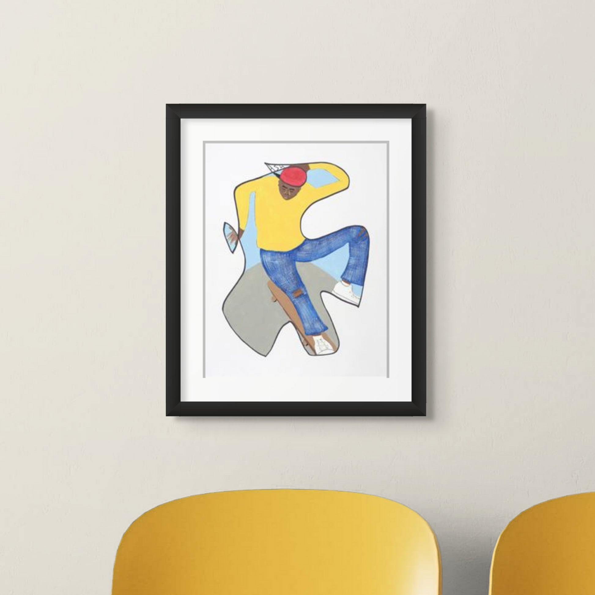 Betcha Can't Do This - skateboard print -  black art for youth - Afro American painter
