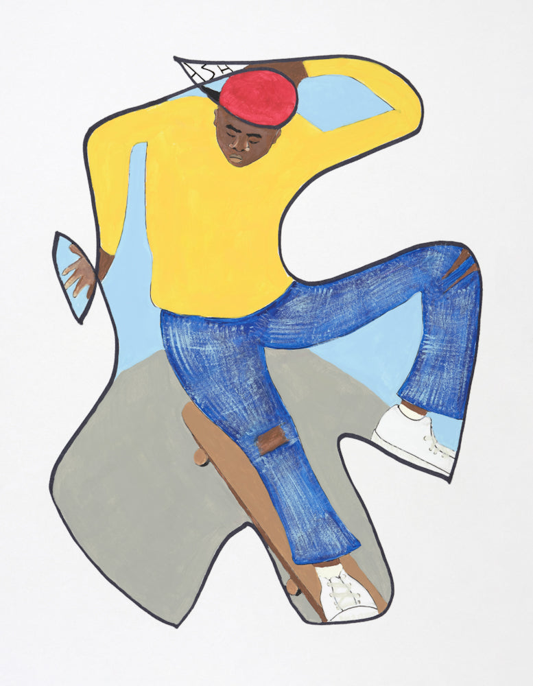 Betcha Can't Do This - skateboard print -  black art for youth - African American artwork