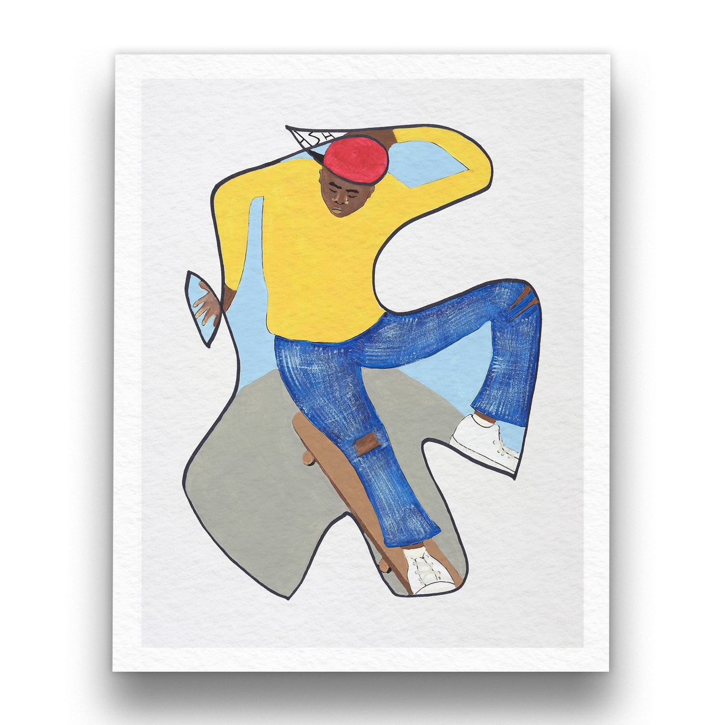 Betcha Can't Do This - skateboard print -  black art for youth - art on white background with shadowing
