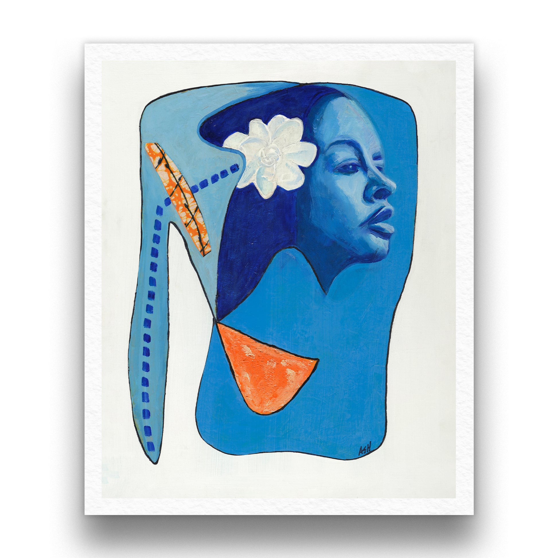 Billie's Blues - Continuous Line Fine Art Print -  Billie Holiday art - image of print with shadow